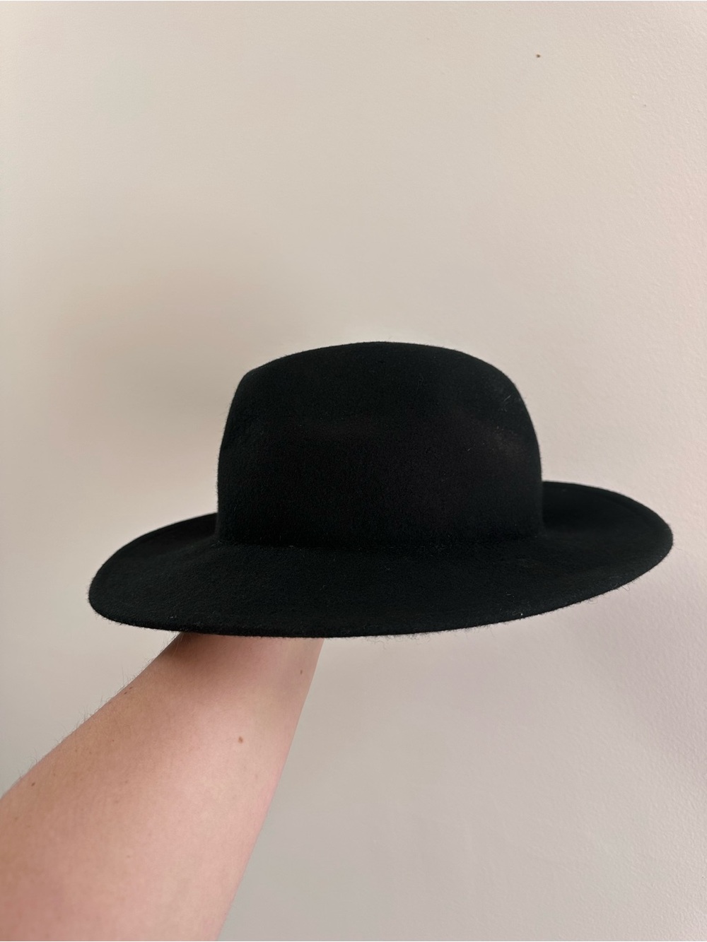 Free People Black Wide-Brim Felt Hat